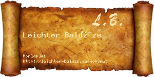 Leichter Balázs névjegykártya